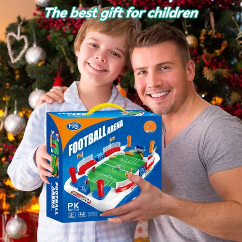 Miniatura 7 de Mini juego de mesa de futbolín para niños: juguete de regalos de fútbol para niños de 3, 4, 5, 6, 7, 8 a 12 años, juegos de mesa de fútbol deportivo