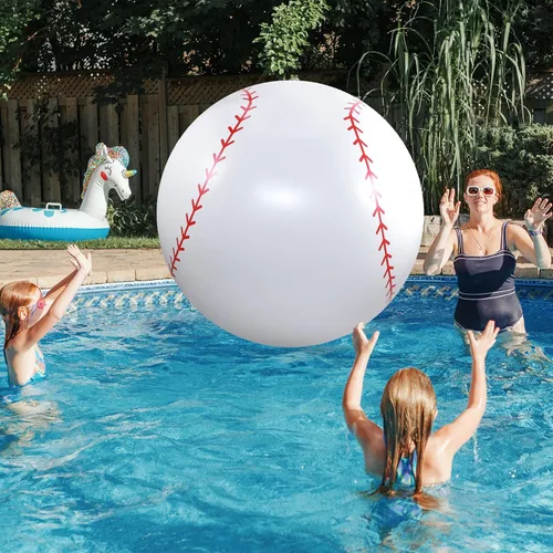 Miniatura 6 de Lewtemi 2 unidades de béisbol y fútbol inflables gigantes de 27 pulgadas, bolas de playa inflables grandes, globos de gran tamaño para fiesta