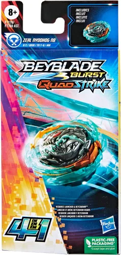 Miniatura 3 de Beyblade Burst QuadStrike Zeal Nyddhog N8 Spinning Top Paquete individual, juego de batalla tipo ataque, juguete para niños a partir de 8 años