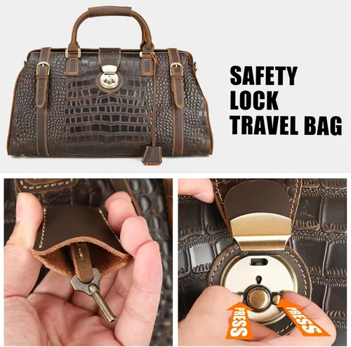 Miniatura 5 de Polare - Bolsa de lona elegante para hombre, 21 pulgadas, de piel de vaca, para viajes, Marrón