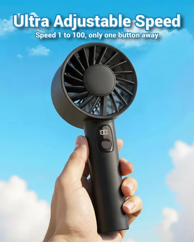 Miniatura 2 de FrSara Portable Handheld Mini Fan, Small Rechargeable Personal Fan, Summer Travel Essentials with 6-Speeds, 3000mAh, Great for Outdoor, Makeup