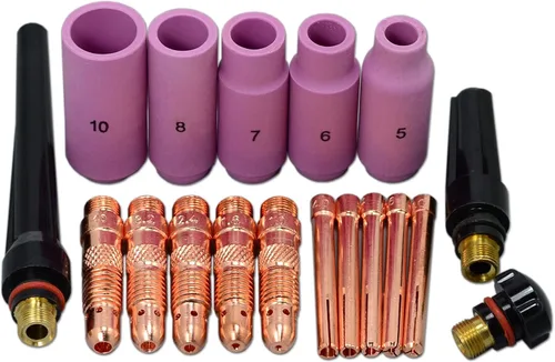 RIVERWELD Cuerpos de pinza TIG y boquilla de alúmina Copas de cerámica Serie 10N TIG tapas traseras 57Y02 57Y03 57Y04 Tamaño surtido para QQ300 PTA