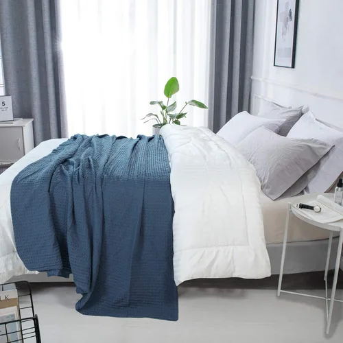 Miniatura 2 de HILLFAIR Manta de Algodón 100% Peinado– Mantas de Cama Tamaño Twin– Mantas Cálidas Suaves para Todas las Estaciones Transpirables Ligeras de Verano