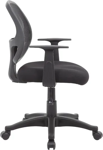 Miniatura 6 de Benzara Maya - Silla de oficina con brazos en T, malla negra, acolchado de espuma