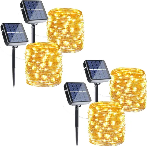 Miniatura 9 de Joomer - Tira de luces solares de hadas, paquete de 2, total 80 pies, 240 LED, luces de cuerda solar para exteriores, impermeables, 8 modos