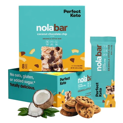 Perfect Keto Barras Nola, sin gluten, barras de granola keto, bocadillos bajos en carbohidratos o barra de desayuno sin azúcar añadido, alimentos