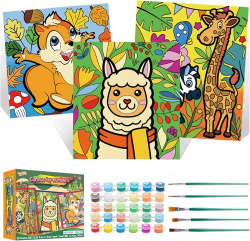 Sixth Space Pintura por números para niños de 4 a 8 años, pintura al óleo acrílica preimpresa para principiantes, incluye lienzo enmarcado (8 x 10,
