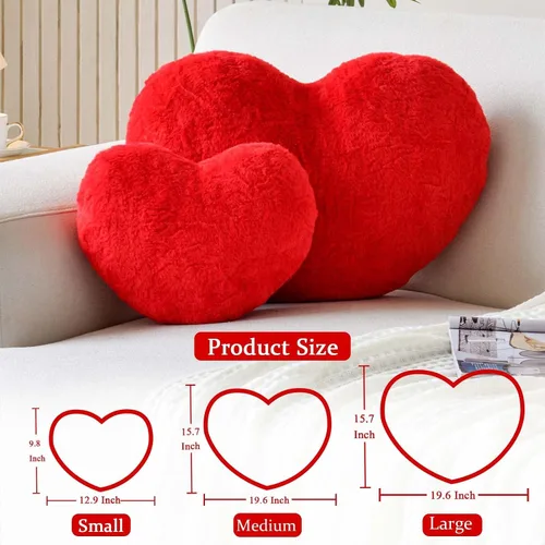 Miniatura 2 de XVTRU Almohadas de corazón rojo, bonita almohada decorativa de corazón, almohadas en forma de corazón para cama, cojín de felpa de felpa de conejo