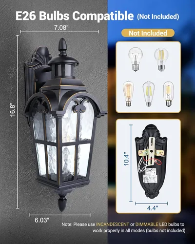 Miniatura 7 de DEWENWILS Paquete de 3 luces de pared para exteriores con sensor de movimiento