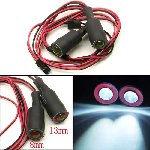 Miniatura 14 de QUE-T Faro LED de ojos de ángel y ojos de demonio de 0.512 in, 2 luces LED para autos de oruga 1:10 modelo RC (azul + blanco, 0.512 in)
