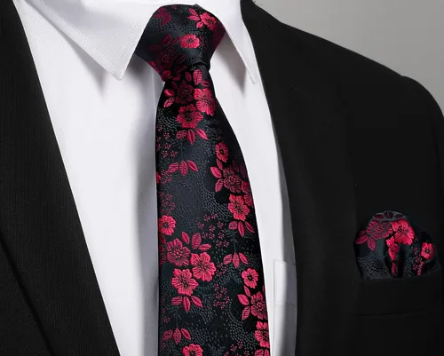 Miniatura 149 de Corbatas florales tejidas clásicas para hombre, corbata cuadrada de bolsillo, corbatas formales para hombres, boda con pañuelo