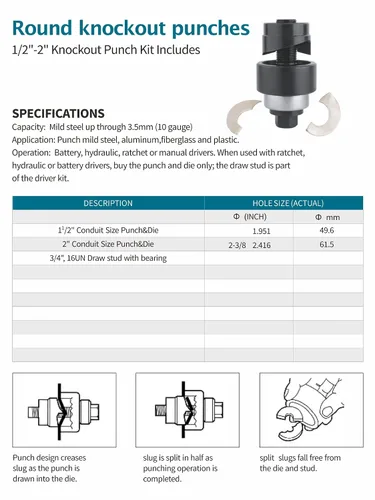 Miniatura 3 de AMZCNC Kit de destornillador manual para taladros de conducto eléctrico de 1-1/2 pulgadas a 2 pulgadas (tamaño de orificio de conducto) 1-1/2 "~ 2