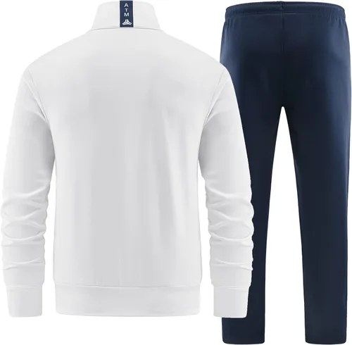 Miniatura 2 de ANOTWENER Trajes deportivos de 2 piezas para hombre, cuello alto, manga larga con bolsillos laterales dobles, chaqueta y pantalones deportivos