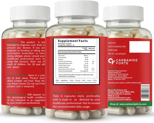 Miniatura 8 de Carbamide Forte Myo Inositol & D Chiro Inositol Suplemento Suplementos de inositol con berberina, l-metil folato, vitamina D3 y selenio