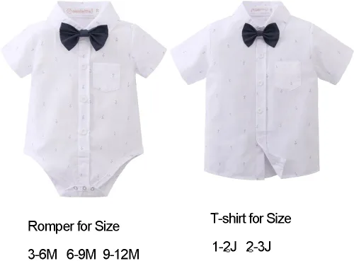 Miniatura 2 de Conjunto de traje de caballero de manga corta para bebé niño con corbatín + pantalones cortos con tirantes y pantalones cortos para bautizo festivo