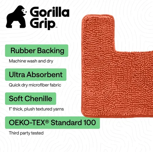 Miniatura 410 de Gorilla Grip - Tapete de baño de felpilla gruesa, suave y absorbente, secado rápido, de microfibra, con reverso de caucho, para piso de ducha, Nube
