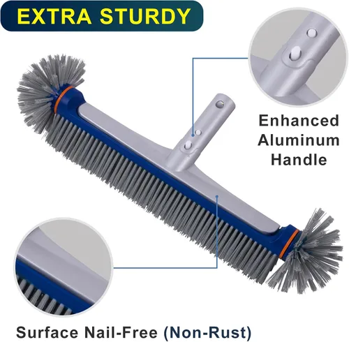 Miniatura 4 de POOLAZA Cepillo de piscina de 360 grados, cabezal de cepillo de piscina resistente de 17.5 pulgadas para piscinas enterradas/piscinas sobre el Azul