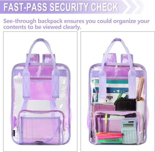 Miniatura 5 de Mochila transparente, mochila escolar transparente resistente VASCHY, L, Mochilas Daypack