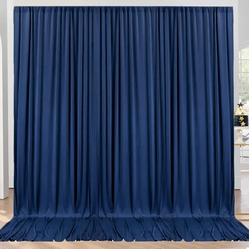 Miniatura 76 de Cortinas de telón de fondo granate de 10 pies x 10 pies sin arrugas para fiestas, 2 paneles de cortinas de telón de fondo de poliéster sedoso