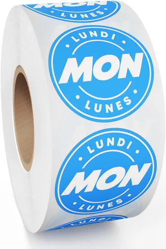 Miniatura 12 de Calcomanías de fecha de fácil identificación para 7,000 días de la semana, caja dispensadora, puntos de día de 3/4 pulgadas para alimentos