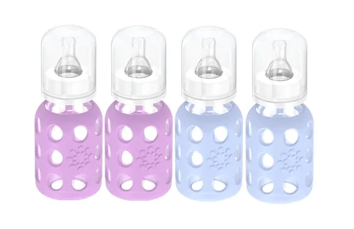 Miniatura 31 de Lifefactory Biberón de vidrio sin BPA Funda protectora de silicona Paquete de 3 de 9 onzas Papaya, col rizada y arándanos Papaya/Kale/Arándano