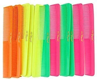 Peine de pelo multiusos de 7 pulgadas. Peines de corte de pelo. Peines de peluquero y estilista. Mezcla de neón. 12 unidades.