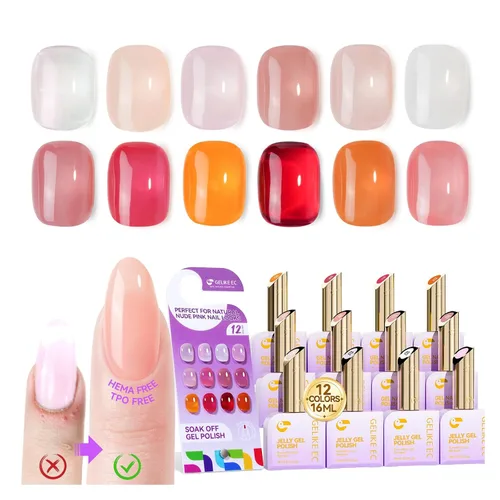 Miniatura 13 de gelike ec Juego de esmaltes de gel de Navidad: esmalte de uñas de gel altamente pigmentado con capa base libre de hema y tarjetas