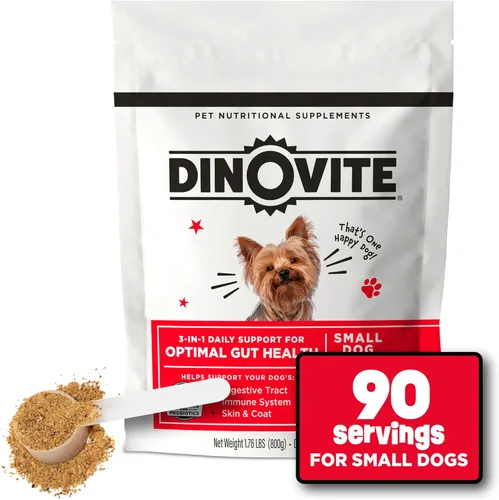 Dinovite Probióticos para perros para levadura, picazón en la piel y picazón en las orejas, piel y pelaje diarios, apoyo digestivo e inmunológico