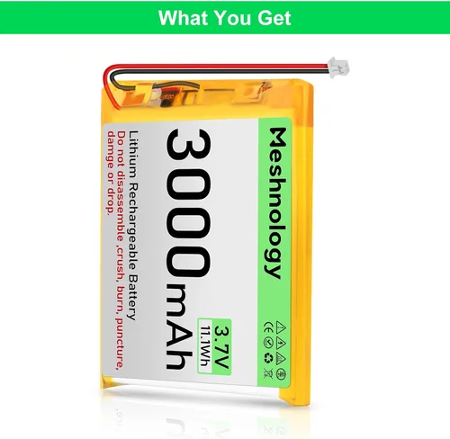 Miniatura 8 de Batería LiPo de 3.7 V 3000 mAh recargable 1S 755060 Batería de polímero de litio con placa de protección cinta de goma aislada, enchufe micro JST
