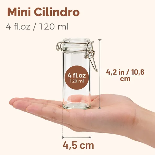 Miniatura 2 de ComSaf Tarros de vidrio para especias de 4 onzas con tapas herméticas de abrazadera, paquete de 6 recipientes de vidrio pequeños para almacenamiento
