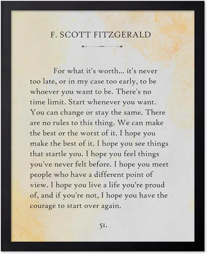 Miniatura 88 de Poster Master Póster con texto en inglés «For What Its Worth» de F. Scott Fitzgerald - Impresión - Arte de Página de Libro - Arte Literario - Regalo