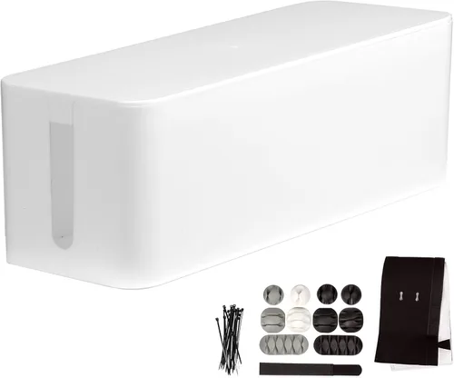 Miniatura 8 de Iron Forge Cable Caja grande de organización de cables, 16 x 6 x 5 pulgadas, organizador de cables negro y organizador para cables, regletas