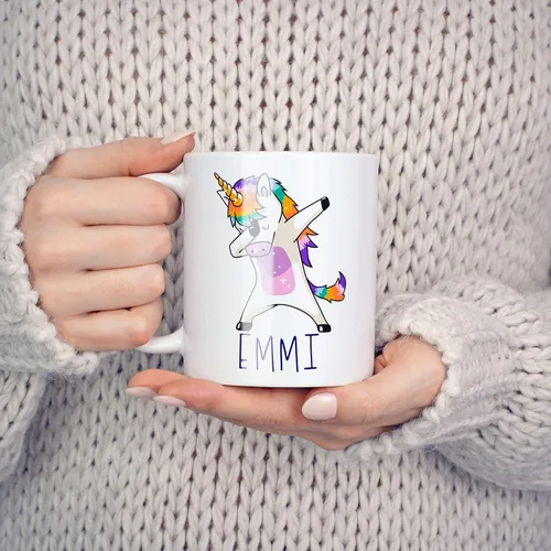 Miniatura 2 de Tazas de café personalizadas, taza de café de unicornio Dabbing con nombre, 11 onzas, regalos de unicornio personalizados