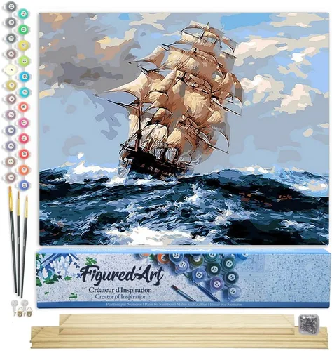 Miniatura 130 de Figured'Art - Juego de pintura por números, lienzo enrollado sin marco, para manualidades, para adultos, 16 x 20 pulgadas, jarrón de peonías