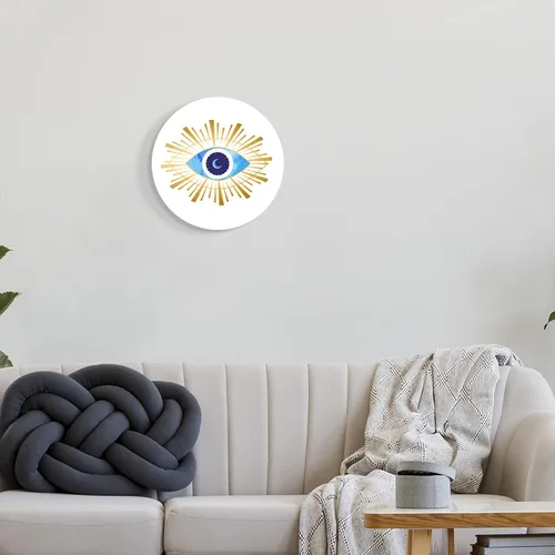 Miniatura 2 de Stupell Industries Placa circular de pared circular con forma de luna creciente con formas abstractas y malvados, 12 pulgadas de diámetro