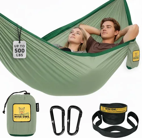 Miniatura 12 de Wise Owl Outfitters Hamaca de camping – Hamaca portátil de 500 libras con correas de árbol – viajes, mochileros, senderismo, equipo de campamento al