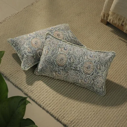Miniatura 8 de Juego de 2 fundas de almohada decorativas de algodón indio vintage con estampado a mano (marrón ladrillo, 18 x 18 pulgadas (paquete de 2))