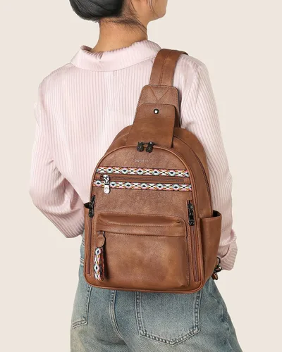 Miniatura 2 de FADEON Bolso bandolera grande para mujer, bolso cruzado de cuero de diseñador antirrobo, riñoneras RFID para viajes