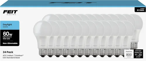 Miniatura 16 de Feit Electric Bombilla LED A19, equivalente a 60 W, base media E26, 800 lúmenes, blanco neutro 3500 K, bombilla estándar no regulable, vida útil