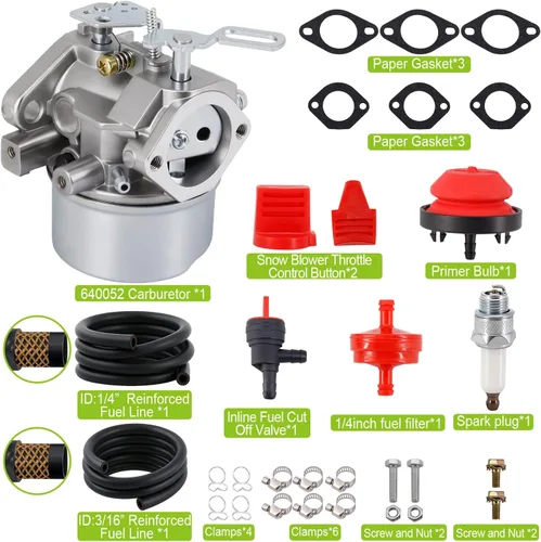 Miniatura 4 de Carburador 640052 para Generadores, Máquinas quitanieve, Trituradoras o Picadoras Tecumseh HMSK80 HMSK90 de 8HP, 9HP, 10HP LH318SA LH358SA