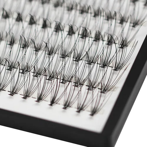 Miniatura 4 de Bodermincer Bandeja grande de rizo D, 12 filas, 240 paquetes de extensiones de pestañas en racimo 10D, pestañas postizas de volumen ruso natural