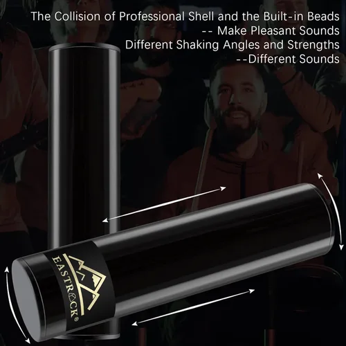 Miniatura 3 de EASTROCK Instrumento de Percusión de Shaker de Cilindro de Acero Inoxidable Ritmo Percusión Latina para Acompañamiento de Banda Profesional（Negro）
