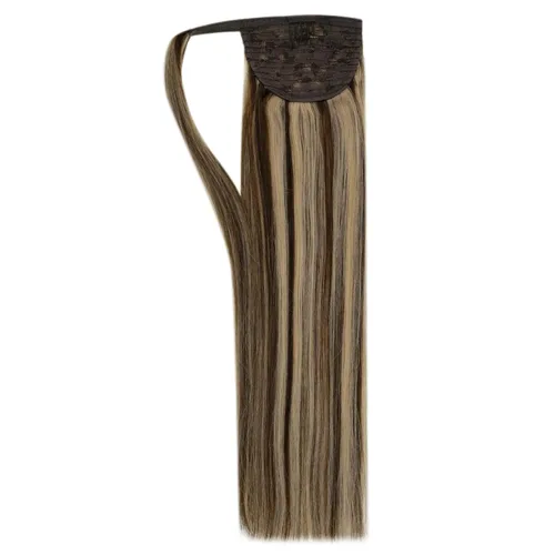 Miniatura 8 de Easyouth Extensión de cola de caballo de cabello humano marrón ombré, extensión de colas de caballo, extensiones de cola de caballo de color marrón