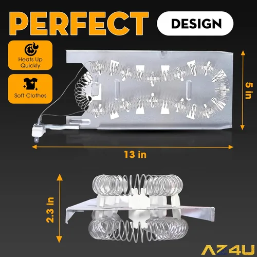 Miniatura 2 de AZ4U WP3387747 3387747 Elemento calefactor de secadora reemplaza WP3387749 3387749 3387748 W10832958 W10864898 W11344457 W11045584 y 279984 816