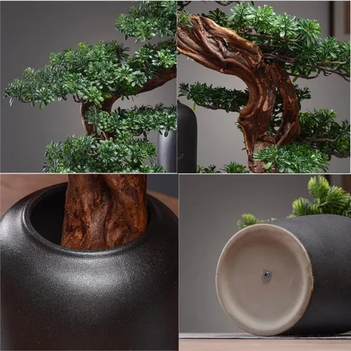 Miniatura 3 de moisture Bonsái de imitación de bonsái de cerámica, plantas sintéticas en maceta, decoración de escritorio para interiores, manualidades, decoración
