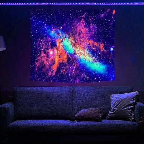 Miniatura 2 de PSYHILAR Blacklight Tapestry - Póster para colgar en la pared, diseño de galaxia, nebulosa, estrellas, galaxia, nebulosa, universo neón, reactivo a