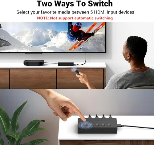 Miniatura 5 de UGREEN Interruptor HDMI 5 en 1 de Salida 4K@60Hz, Divisor HDMI con Caja de Selección de Interruptor de 5 Puertos Soporta 3D CEC HDR HDCP2.2 Negro