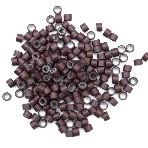 Miniatura 7 de Hairro Micro Link Beads - 200 piezas de 0.236 in con forro de silicona micro anillos para extensiones de cabello humano, extensiones de plumas beige