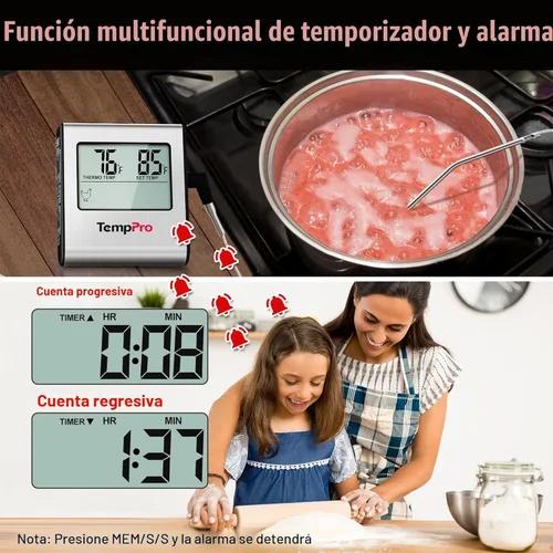 Miniatura 3 de Cocina digital LCD ThermoPro TP16 grande de cocción, comida, carne, termómetro para horno para barbacoa parrilla fumador temporizador de reloj
