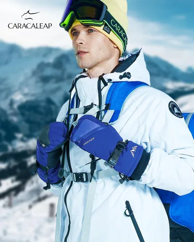 Miniatura 6 de Caracaleap Guantes de esquí de invierno para hombres y mujeres para clima frío, guantes de snowboard cálidos, guantes impermeables para deportes